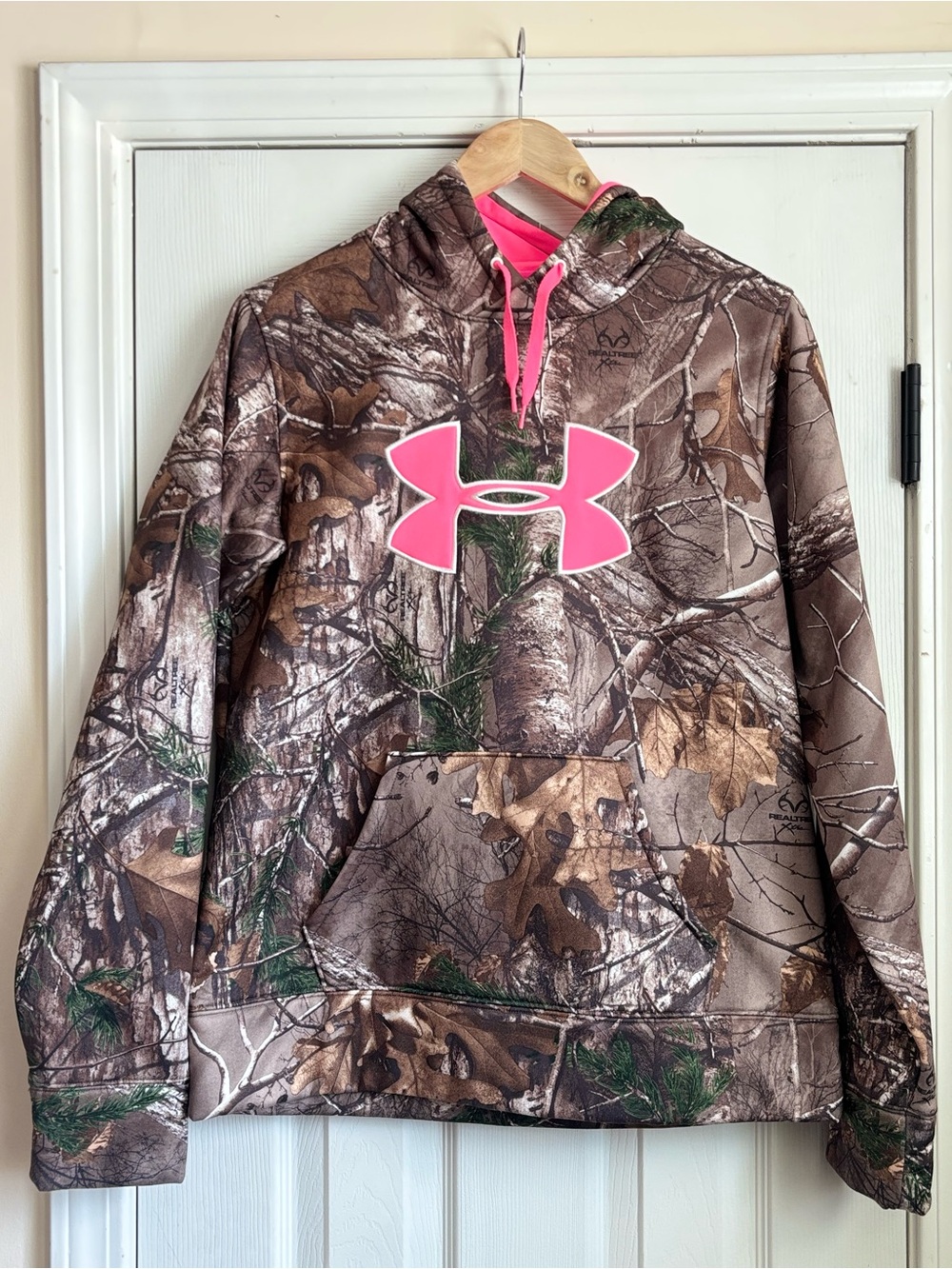 Under Armour Women’s Realtree Camo Hoodie with Pink Logo and Lining